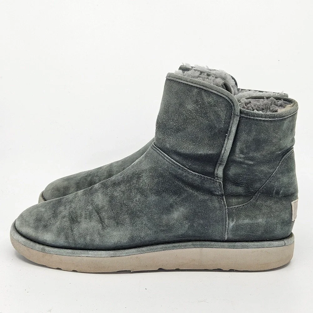 UGG Men's Freamon Zip Slate Suede Sheepskin Lined‎ Ankle Boots Sz 40 Casual Cozy